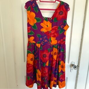 Vintage 90s Nouveau Purple Tropical Floral Rayon Romper Women’s 15/16